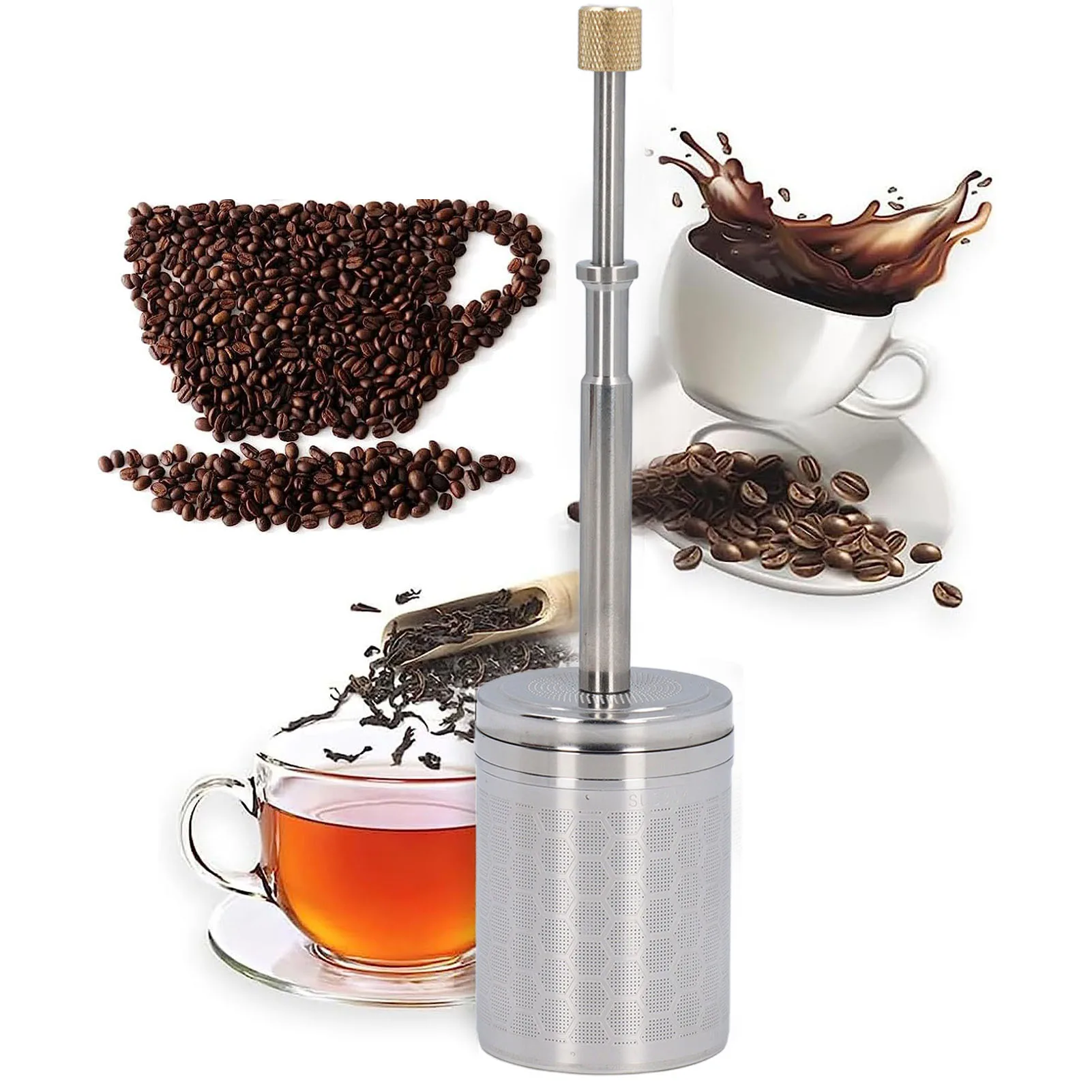 اضغط على نوع القهوة Infuser الفولاذ المقاوم للصدأ الربيع محرك مصفاة قابلة لإعادة الاستخدام القهوة المشروب المكبس تصفية للمنزل والسفر - AliExpress 15 - الصورة 2